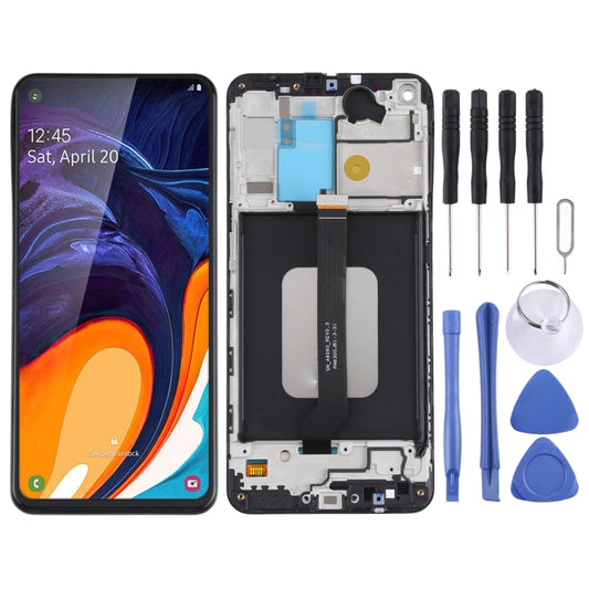 Pantalla LCD y digitalizador originales, ensamblaje completo con marco para Samsung Galaxy A60 SM-A606 (original).