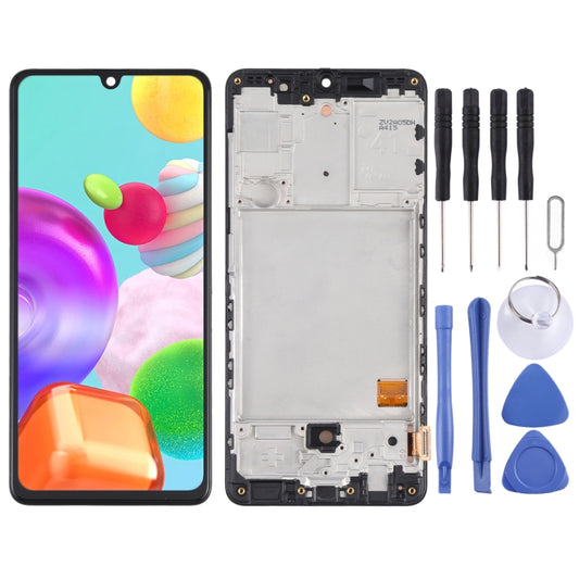 Pantalla LCD y digitalizador originales, ensamblaje completo con marco para Samsung Galaxy A41 SM-A415 (original).