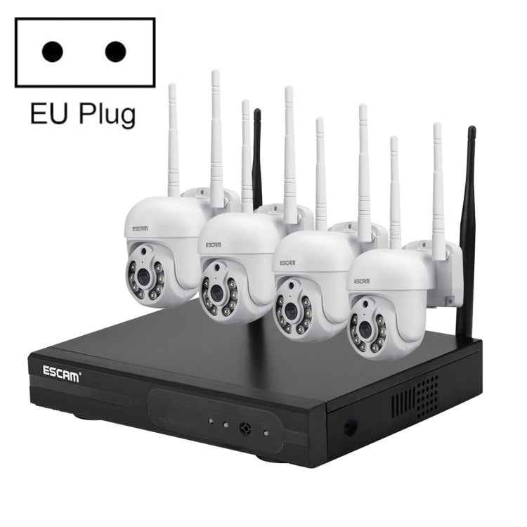 ESCAM WNK714 3.0 Million Pixels 4-channel HD Dome Camera NVR Wireless Monitoring Kit, AU Plug