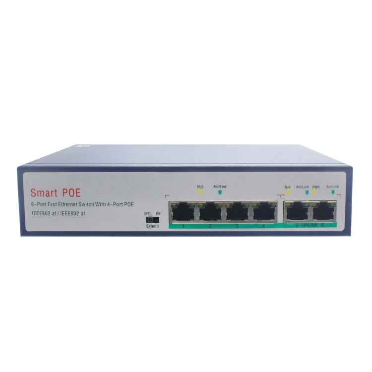 ESCAM POE 4+2 6-Port Fast Ethernet Switch 4-Port POE 10/100M 120W Network Switch, Transmission Distance: 150m