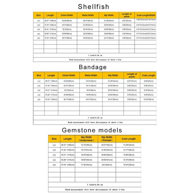 3 PCS / Sets Children Swimming Mermaid Tails Bikini Cosplay Mermaid Swimwear, Size: 130