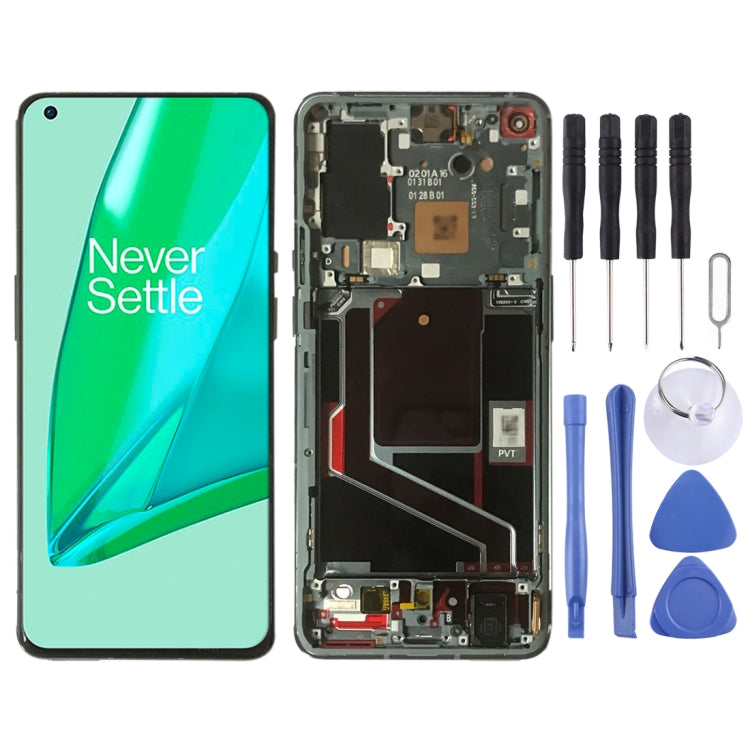 Pantalla LCD original con marco para OnePlus 9 Pro (LE2121, LE2125, LE2123, LE2120) (verde)