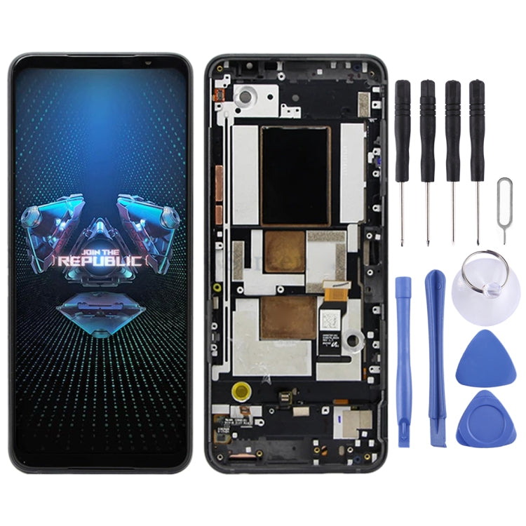 AMOLED Material LCD Screen and Digitizer Full Assembly With Frame for Asus ROG Phone 5 ZS673KS 1B048IN I005DB I005DA
