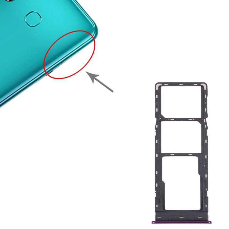 For Tecno Spark 4 Lite KC8S SIM Card Tray + SIM Card Tray + Micro SD Card Tray, For Tecno Spark 4 Lite