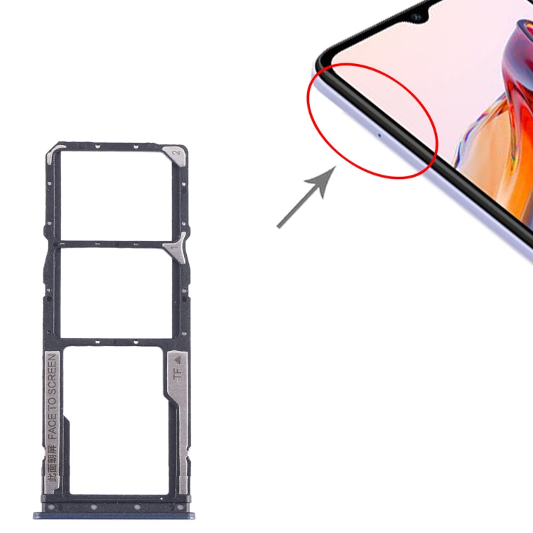 For Xiaomi Poco C55 SIM Card Tray + SIM Card Tray + Micro SD Card Tray