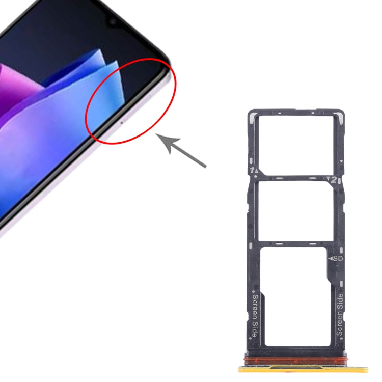 For Tecno Pop 7 BF6 SIM Card Tray + SIM Card Tray + Micro SD Card Tray, For Tecno Pop 7