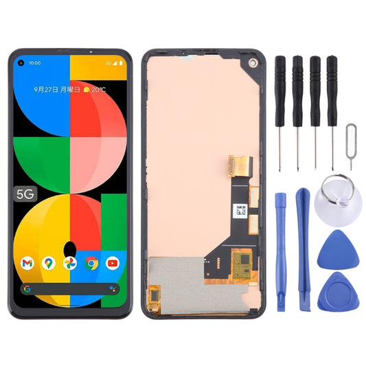 Écran LCD TFT complet pour Google Pixel 5a 5G (G1F8F, G4S1M), sans identification par empreinte digitale.