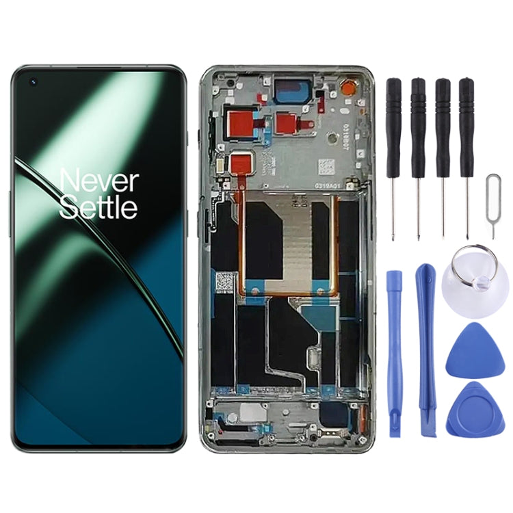 For OnePlus 11 PHB110 CPH2449 CPH2447 Original AMOLED LCD Screen Digitizer Full Assembly with Frame, For OnePlus 11(Original), For OnePlus 11(Green)