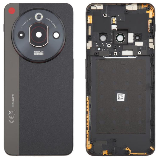 Tapa trasera de batería de vidrio con marco central y tapa de lente de cámara para ZTE nubia Focus Pro Z2351N (vidrio con marco central)