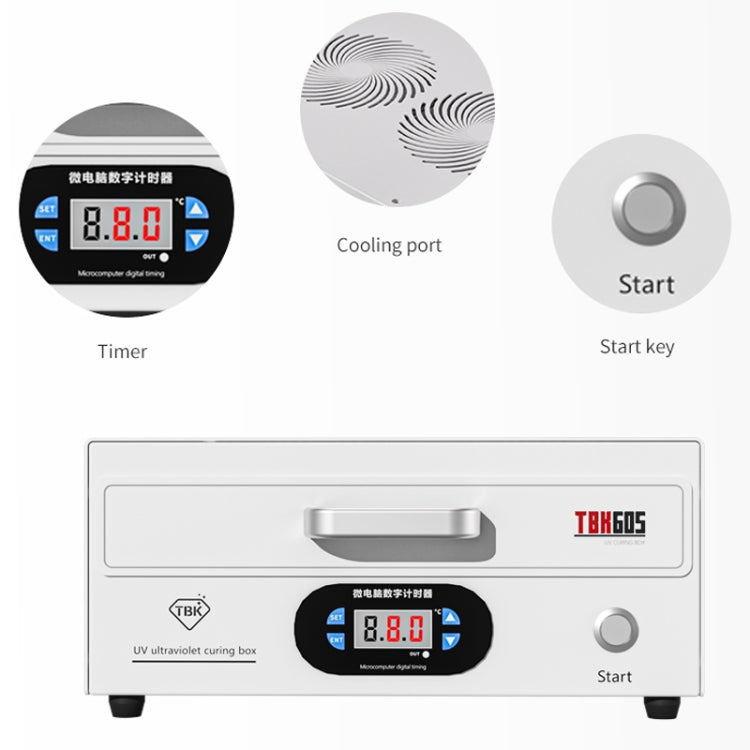 TBK 605 100W Mini UV Curing Lamp Box 48 LEDs Curved Surface Screen UV Curing Box, EU Plug