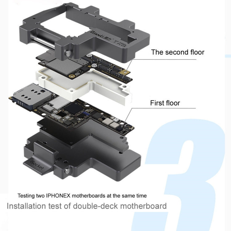 Qianli iSocket 3 In 1 Motherboard Layered Test Frame Upper Lower Layers Logic Board Function Fast Test Holder For iPhone X / XS / XS Max