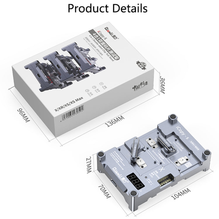Qianli iCopy-S Double Sided Chip Test Stand 4 in1 Logic Baseband EEPROM Chip Non-removal For iPhone X / XS / XR / XS Max