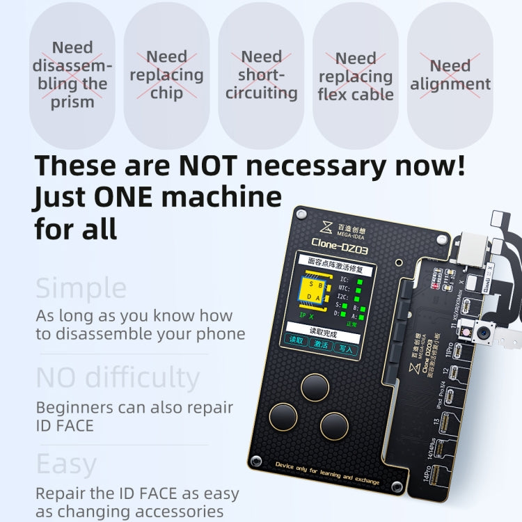 MEGA-IDEA Clone DZ03 Battery Activation & Face ID Dot Matrix Programmer for iPhone 8-14 Pro Max, Plug: US