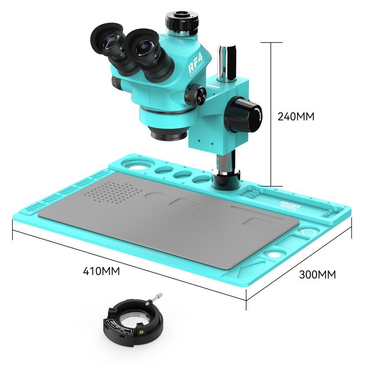 RF4 RF7050TVD2 7-50X Synchronous Zoom Trinocular Stereo Microscope with Aluminum Alloy Big Base, RF7050TVD2