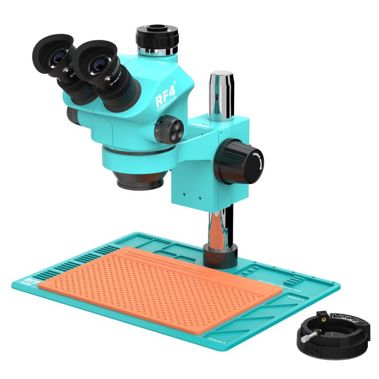 RF4 RF-7050-PO4 7.0X-50X Trinocular Stereo Microscope with PO4 Aluminum Alloy Base, RF-7050-PO4