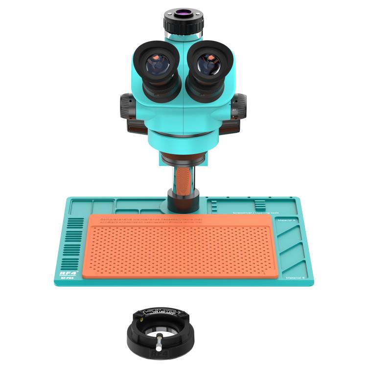 RF4 RF-7050-PO4 7.0X-50X Trinocular Stereo Microscope with PO4 Aluminum Alloy Base, RF-7050-PO4