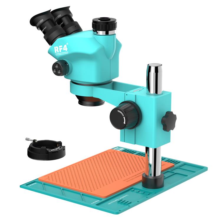 RF4 RF-7050-PO4 7.0X-50X Trinocular Stereo Microscope with PO4 Aluminum Alloy Base, RF-7050-PO4