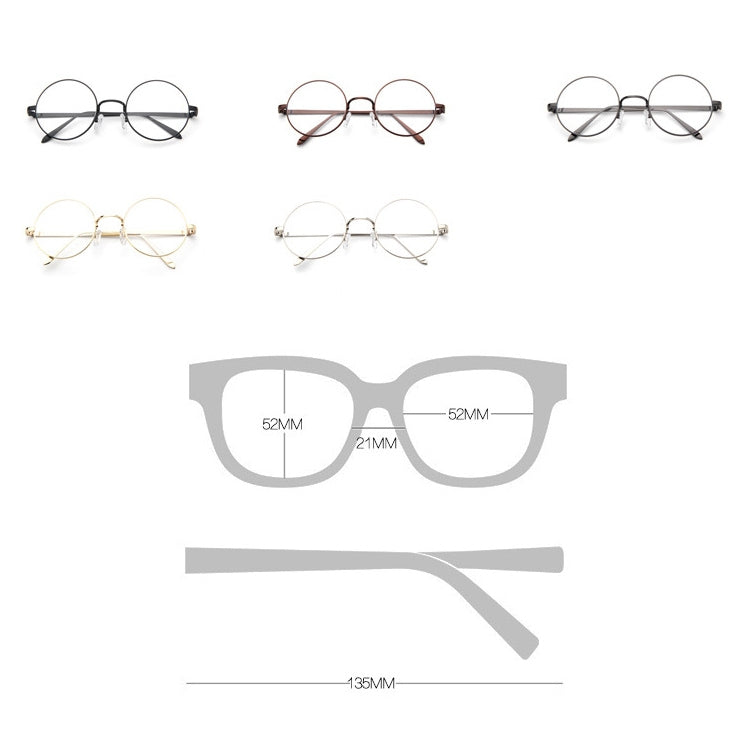 Round-Framed Glasses Small Fresh, Bronze, Gun gray, Round-Framed Glasses, Golden, Silver