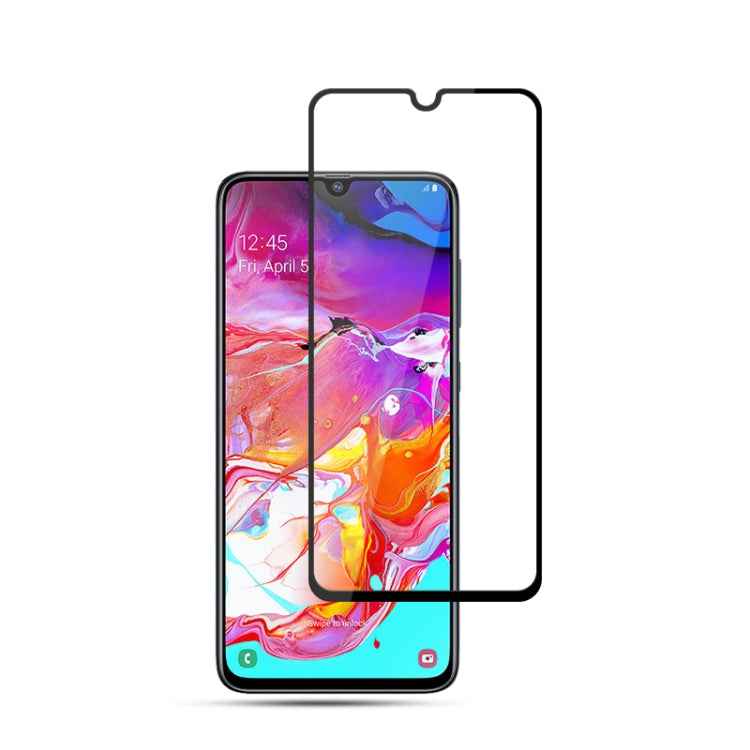 mocolo 0.33mm 9H 2.5D Full Glue Silk Print Tempered Glass Film for Galaxy A70, Support Fingerprint Unlock(Black)