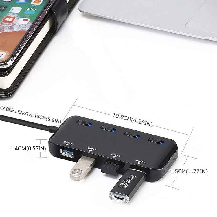 Ultra Speed USB3.0 4 Port Hub with Switch