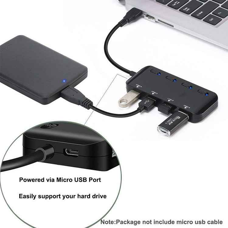 Ultra Speed USB3.0 4 Port Hub with Switch
