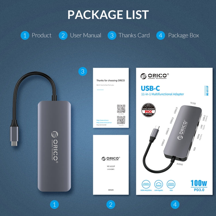 ORICO MC-U111P 11 in 1 Multifunction Docking Station, MC-U111P