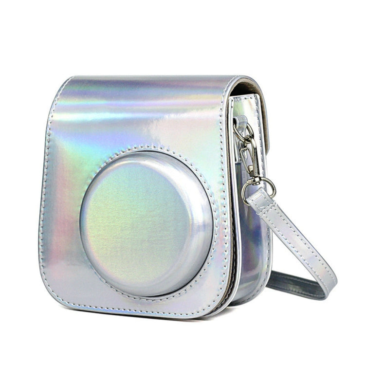 Richwell Portable Aurora PU Leather Camera Case Camera Bag with Shoulder Strap, Suitable for Fujifilm Instax Mini 11, Rose Pink, Silver, Purple