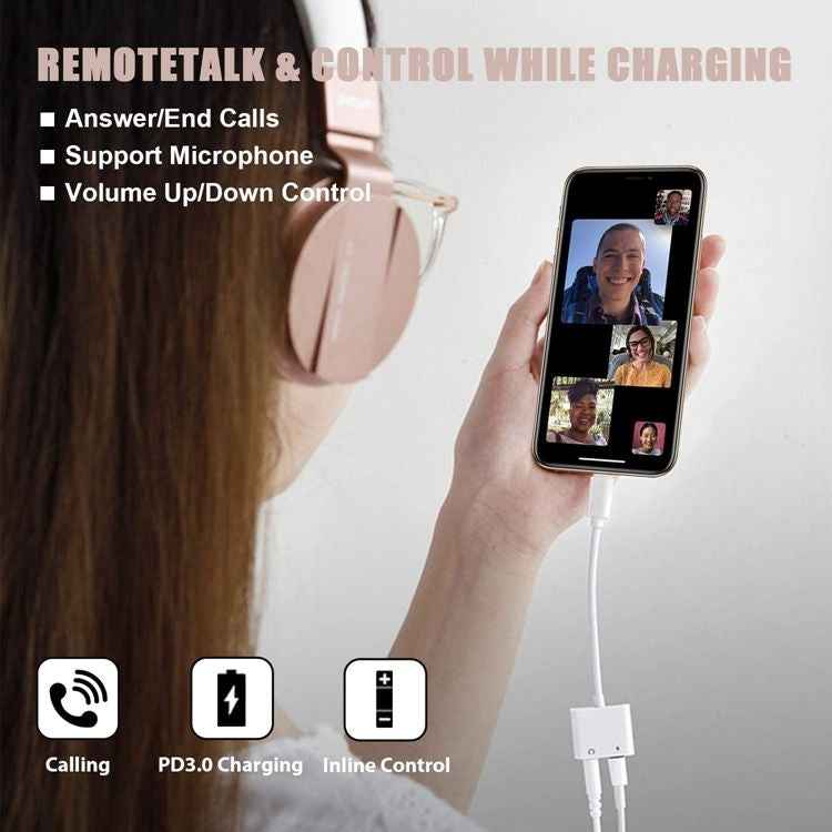 2 in 1 USB-C Adapter with 3.5mm Headphone Jack, Compatible for iPad Pro and Type-C Jack Phone