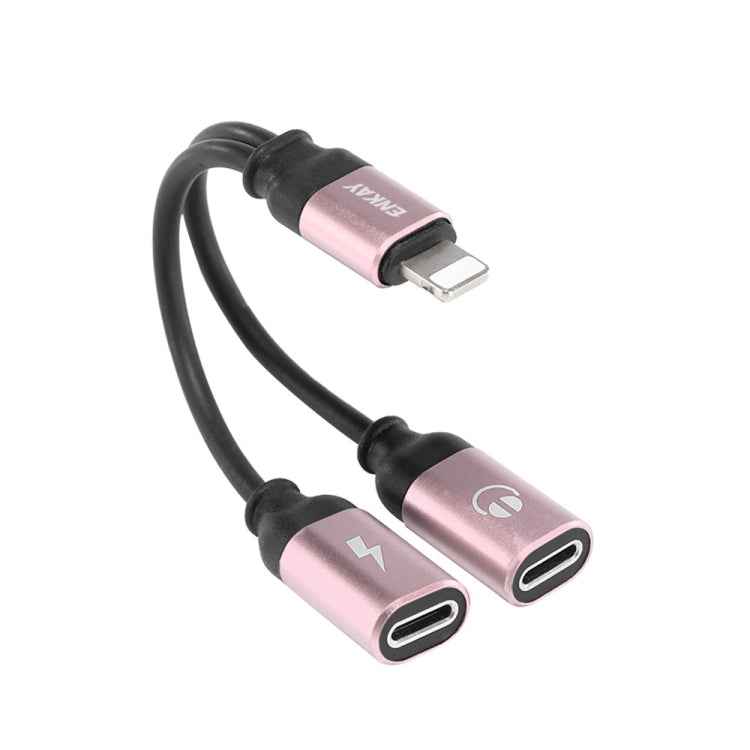 ENKAY ENK-AT104 8 Pin to Dual 8 Pin Charging Listen to Songs Aluminum Alloy Adapter Conversion Cable