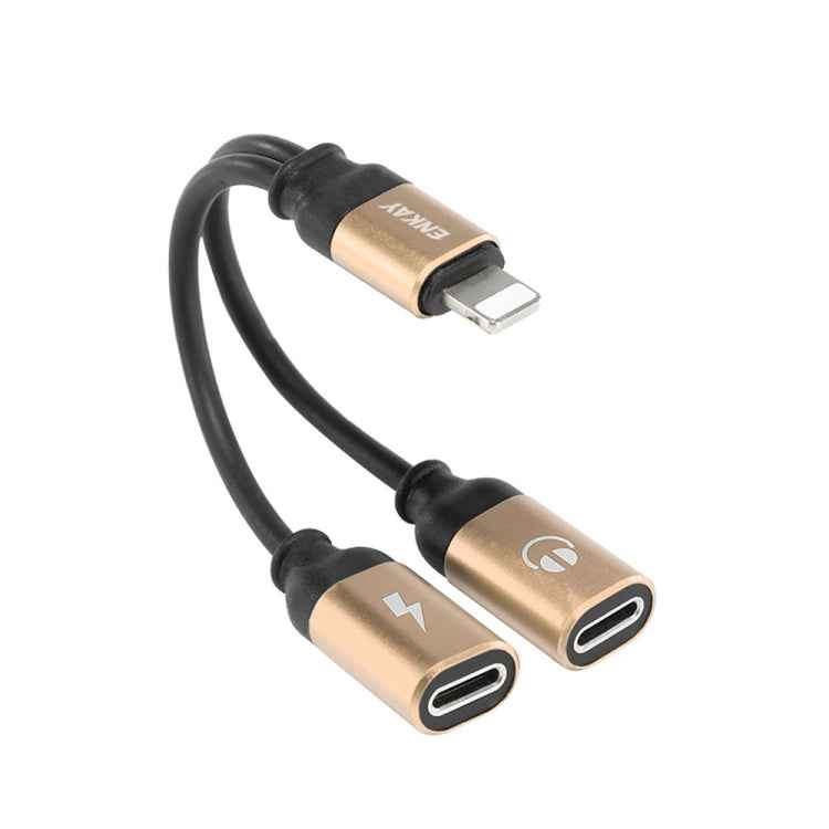 ENKAY ENK-AT104 8 Pin to Dual 8 Pin Charging Listen to Songs Aluminum Alloy Adapter Conversion Cable