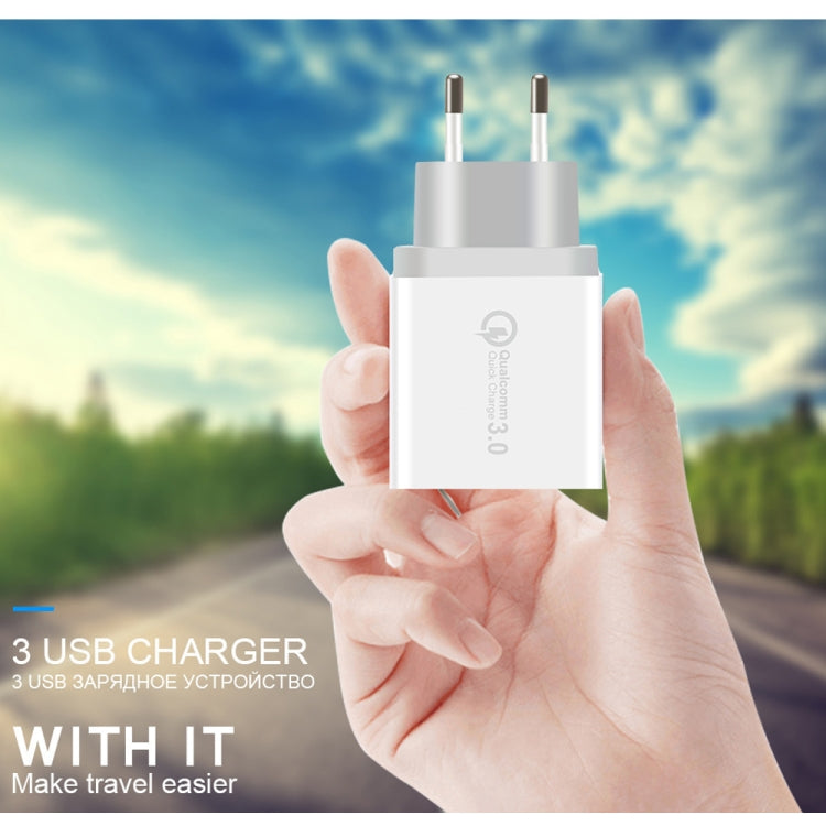 SDC-30W 2 in 1 USB to Micro USB Data Cable + 30W QC 3.0 USB + 2.4A Dual USB 2.0 Ports Mobile Phone Tablet PC Universal Quick Charger Travel Charger Set, EU Plug