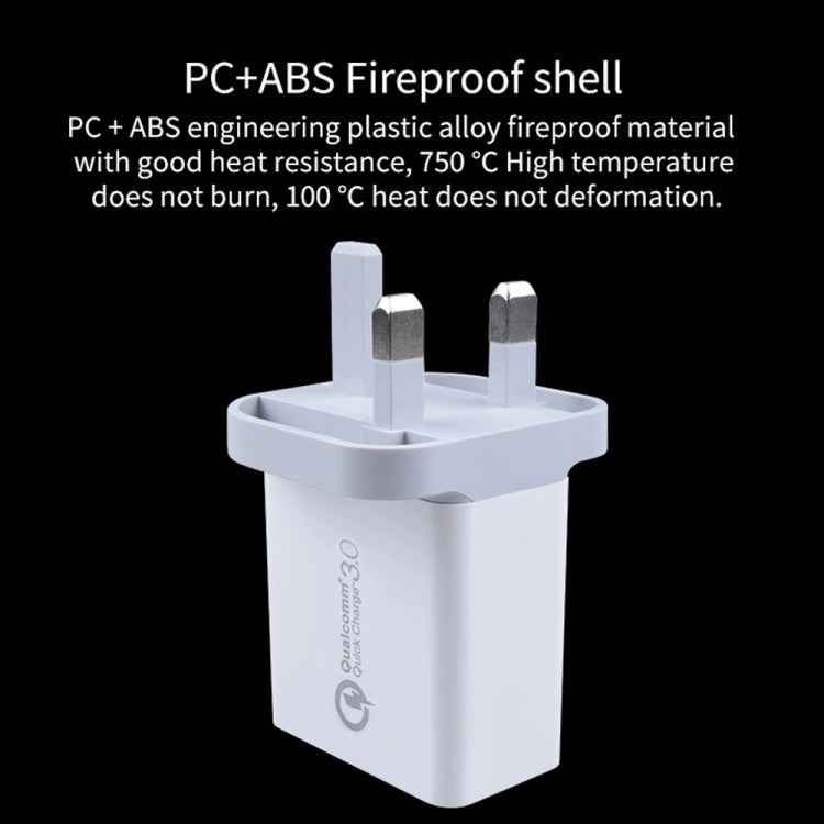 SDC-30W 2 in 1 USB to USB-C / Type-C Data Cable + 30W QC 3.0 USB + 2.4A Dual USB 2.0 Ports Mobile Phone Tablet PC Universal Quick Charger Travel Charger Set, UK Plug