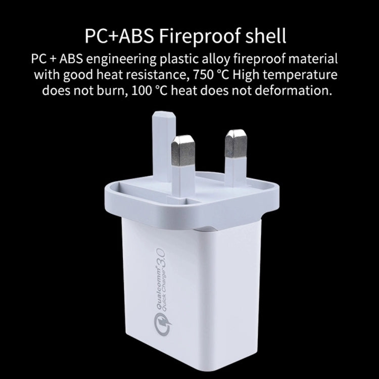 Câble de données 2 en 1 USB vers 8 broches SDC-30W + USB QC 3.0 30 W + double USB 2.0 2,4 A pour téléphone portable, tablette, PC, chargeur rapide universel, chargeur de voyage, prise britannique, avec câble 8 broches, prise britannique