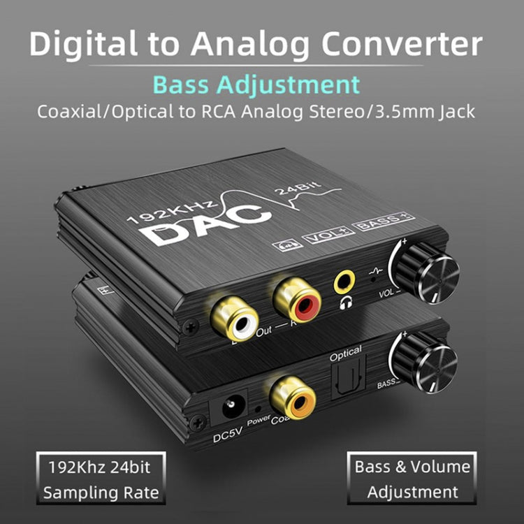 Convertidor de audio digital a analógico, extractor estéreo, amplificador DAC, óptico SPDIF, 192 kHz, 24 bits