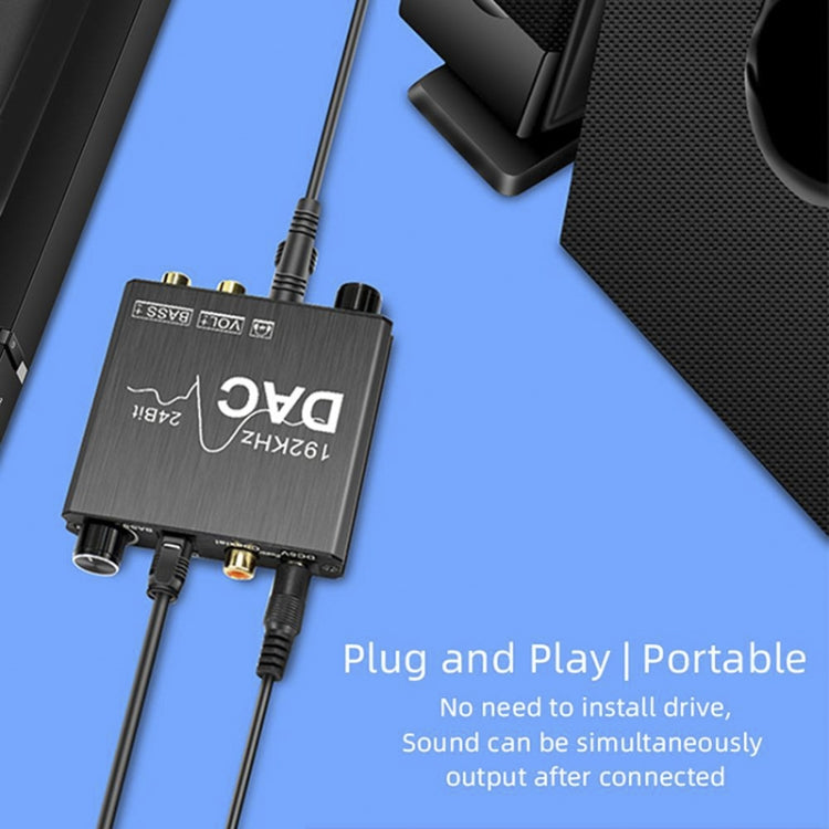 Convertidor de audio digital a analógico, extractor estéreo, amplificador DAC, óptico SPDIF, 192 kHz, 24 bits