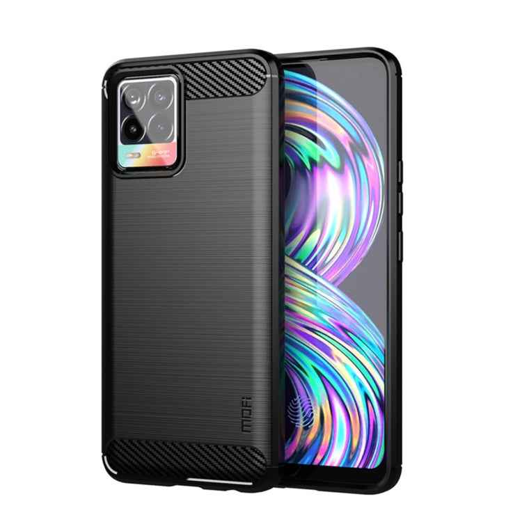 For OPPO Realme 8 / 8 Pro MOFI Gentleness Series Brushed Texture Carbon Fiber Soft TPU Case(Black)