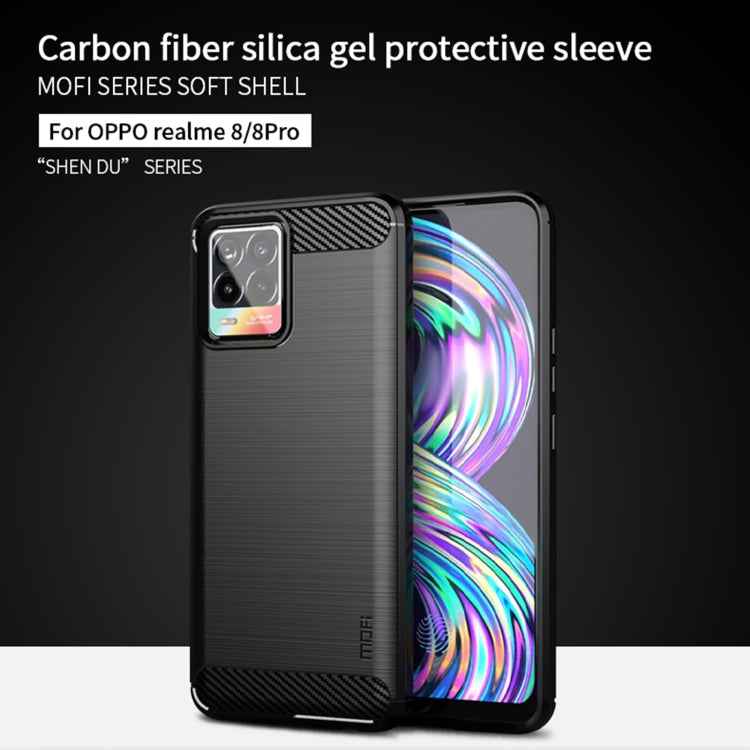 For OPPO Realme 8 / 8 Pro MOFI Gentleness Series Brushed Texture Carbon Fiber Soft TPU Case(Black)
