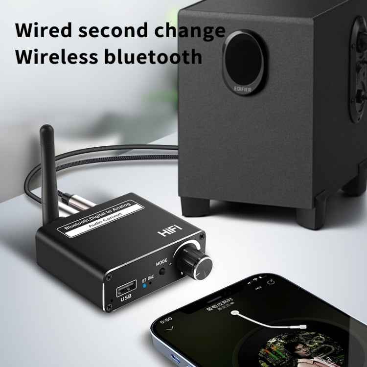 D18 Bluetooth Digital Audio Receiver with 3.5MM Jack to Analog Converter USB Player Adapter
