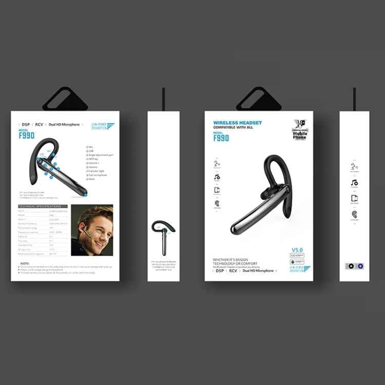 F990 Noice Cancelling 180 Degree Freely Rotating Hook Bluetooth 5.0 Earphones Wireless Handsfree Business Stereo Headphone with Mic
