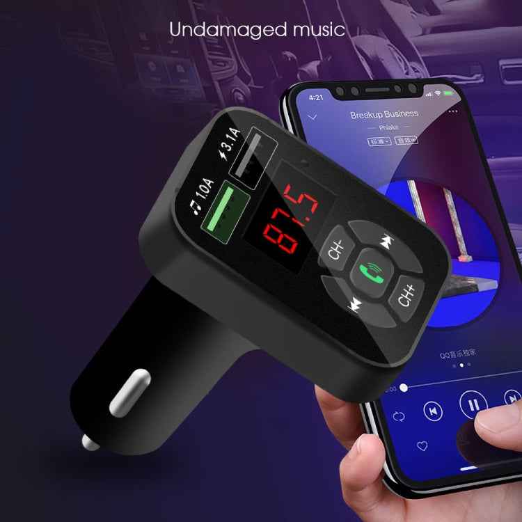 A9 Car FM Transmitter Hands-free Wireless Audio Receiver MP3 Player Dual USB Fast Charger