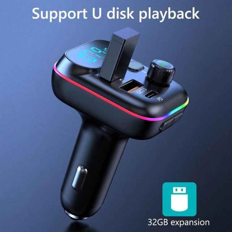 T70 Car MP3 Player FM Transmitter with Bluetooth USB Car Mobile Charger QC3.0 Quick Charge U Disk Music Player FM Modulator