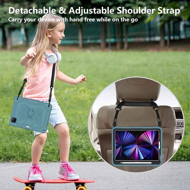 Pure Color PC + Silicone Anti-drop Tablet Tablet Case with Butterfly Holder & Pen Slot For iPad Pro 11 2018 & 2020 & 2021 & Air 2020 10.9(Dark Green)