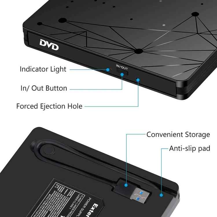 External USB 3.0 Portable DVD RW Reader Optical Drive Reader