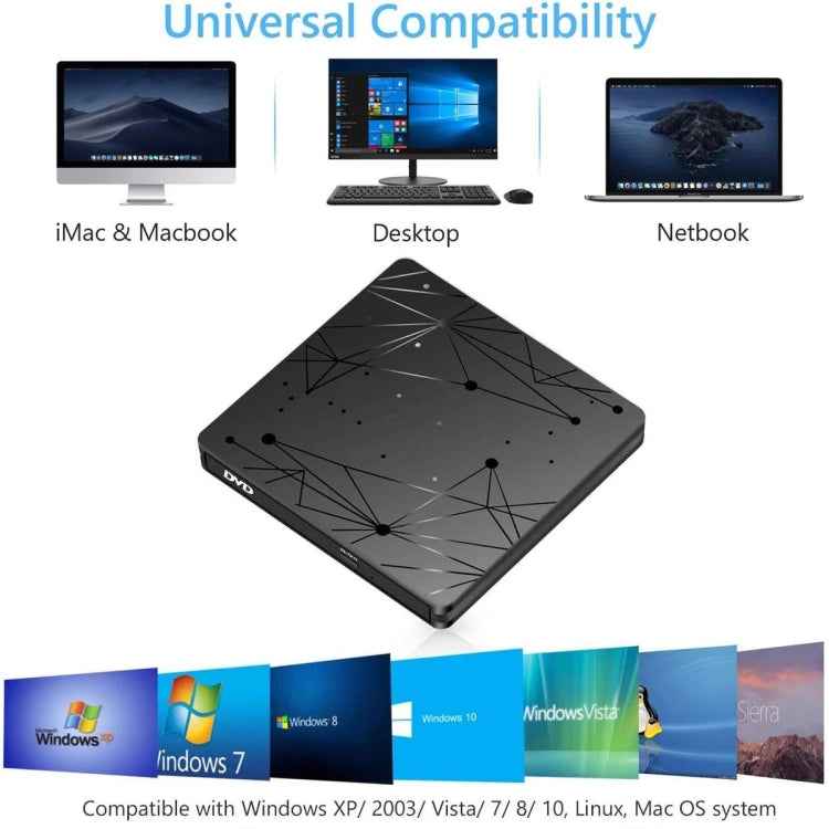 External USB 3.0 Portable DVD RW Reader Optical Drive Reader