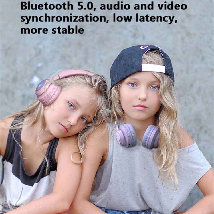 BT06C+ Children Head-mounted Cute Wireless Bluetooth Headset with Microphone & LED Light