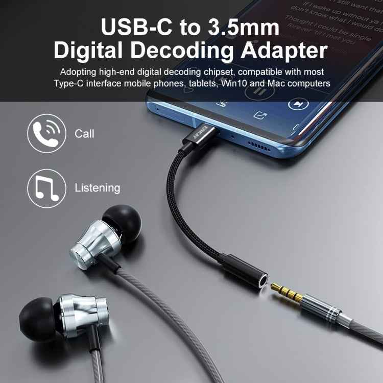 ENKAY USB-C / Type-C to 3.5mm Nylon Braided Aux Adapter Digital Decoding Audio Cable