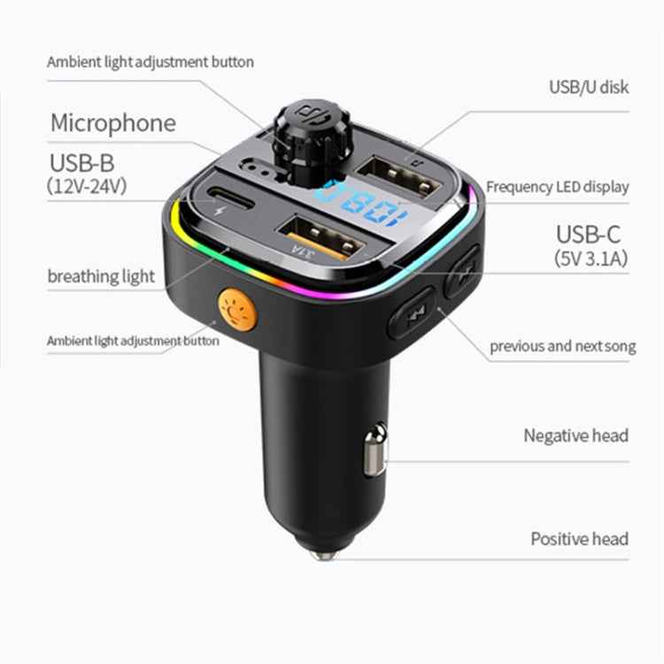 C24 Car Bluetooth MP3 Player Fast Charging FM Transmitter Wireless Handsfree