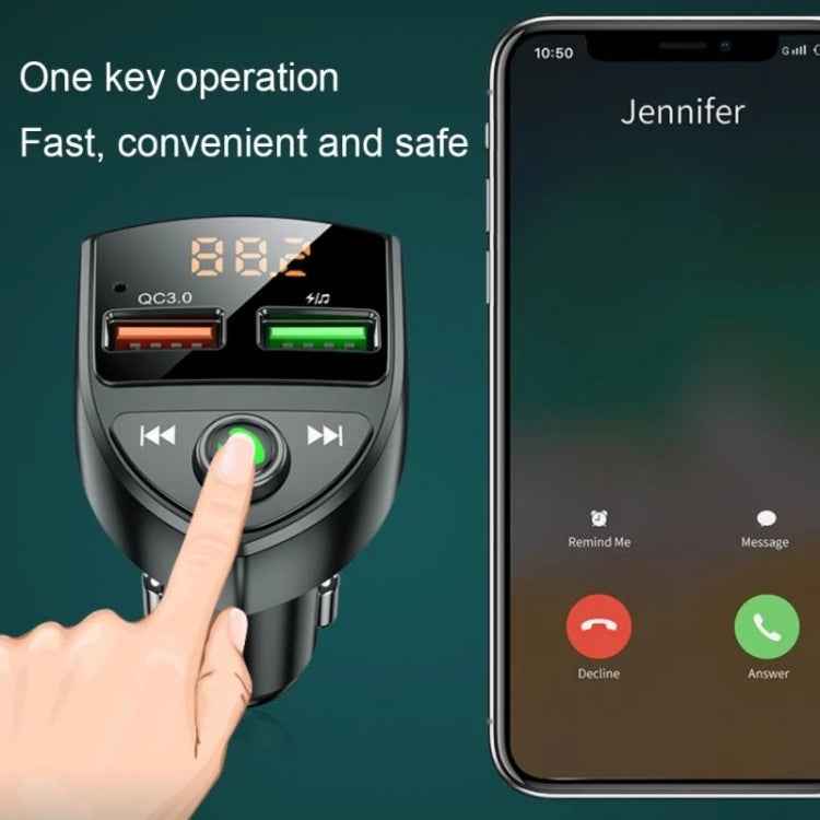 C8 Car U Disk Bluetooth Player Fm Transmitter QC3.0 Dual USB Ports Fast Charging