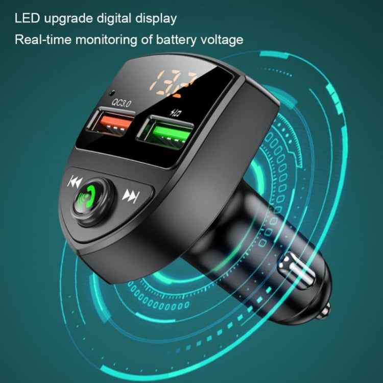 C8 Car U Disk Bluetooth Player Fm Transmitter QC3.0 Dual USB Ports Fast Charging