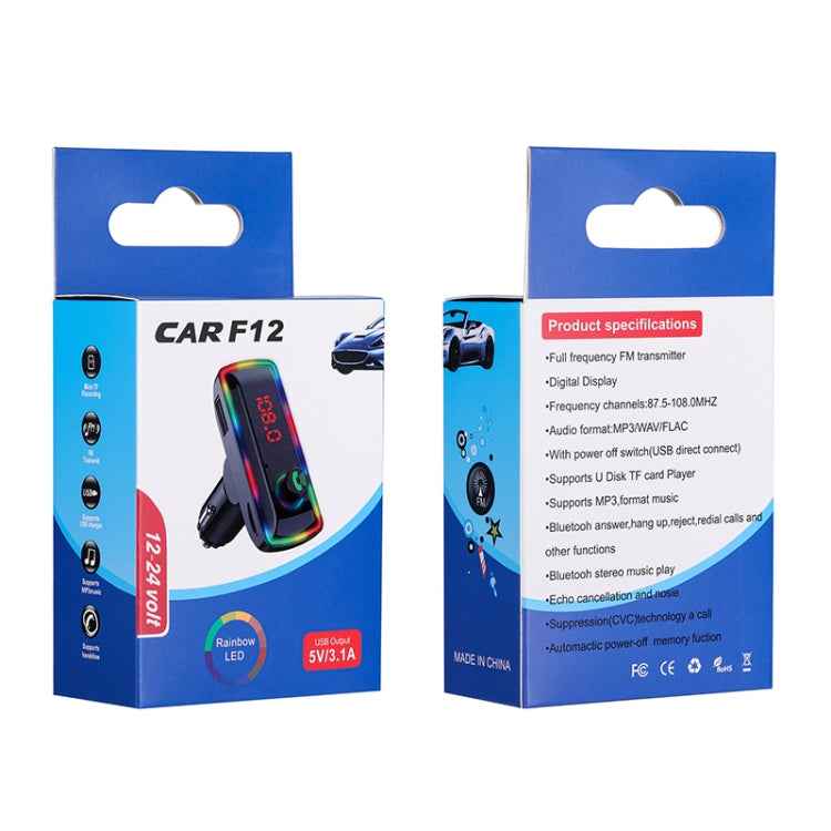 F12 Universal Dual USB Car Charger With Fm Transmitter Blue Tooth Car MP3 Player